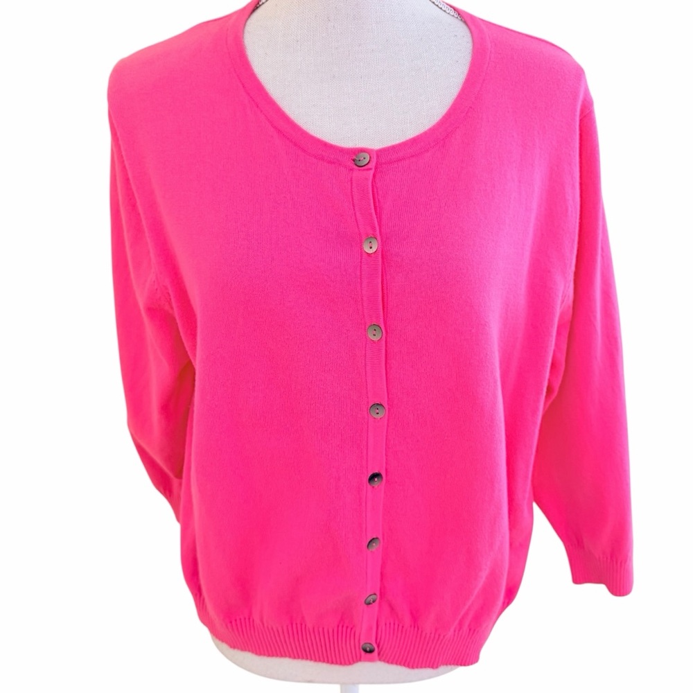 Boden Pink Scoop Neck Button Front Cardigan 18